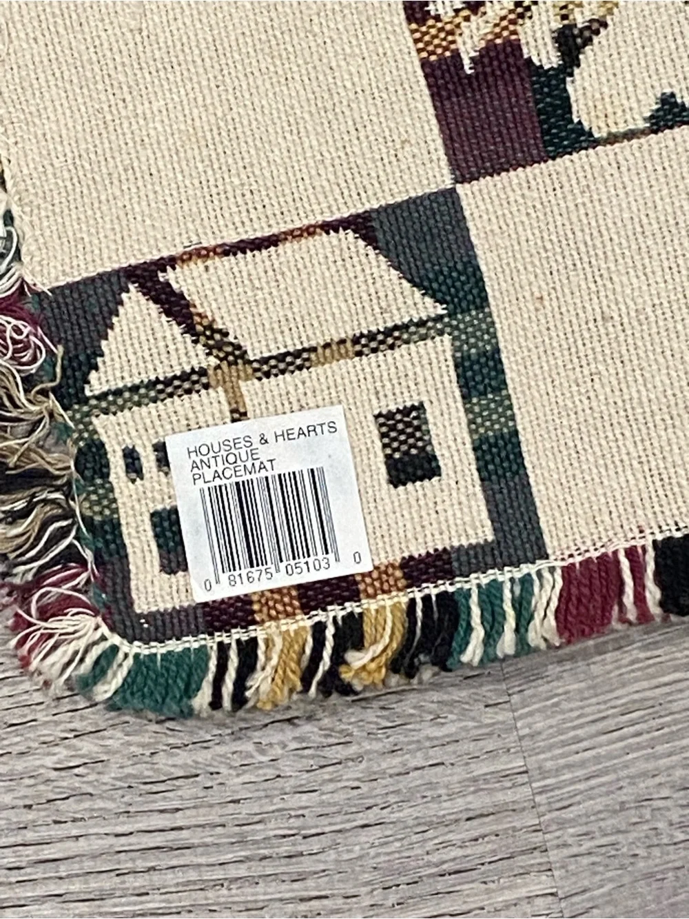 Vintage Park B Smith Woven Tapestry Placemats Set of 6 Houses Hearts